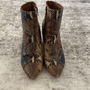 BAMBOO Snakeskin Pattern Ankle Boots